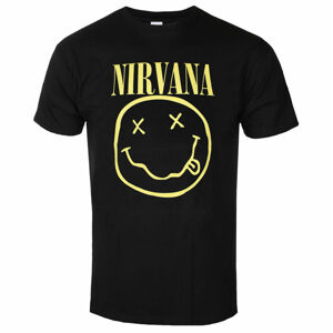 Tričko metal ROCK OFF Nirvana Yellow Smiley černá M