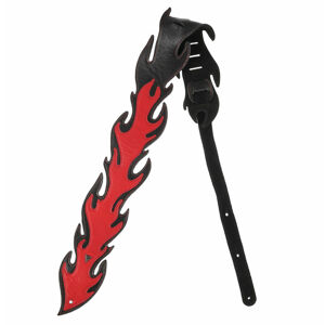 kytarový řemen PERRIS LEATHERS Red and Black Flame Cut Out