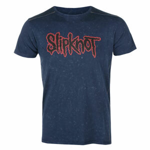 Tričko metal ROCK OFF Slipknot Logo Snow Wash NAVY černá L