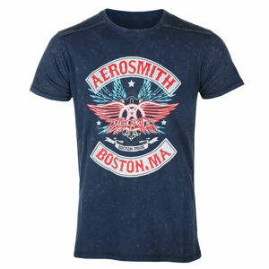 tričko pánské Aerosmith - Boston Pride Snow Wash - NAVY - ROCK OFF - AEROSWASH01MN XL