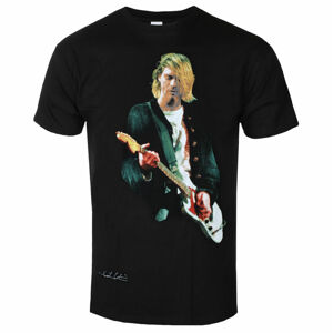 tričko pánské Nirvana - Kurt Cobain - Guitar Photo Colour - BLACK - ROCK OFF - KCTS09MB M