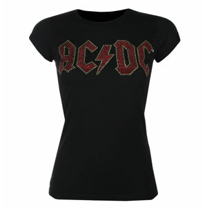 tričko dámské AC/DC - Full Colour Logo Diamante - Black - ROCK OFF - ACDCTS95LB S