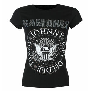 tričko dámské Ramones - Presidential Seal Diamante - BLACK - ROCK OFF - RATS56LB S