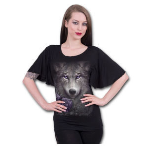 tričko SPIRAL WOLF ROSES černá XL