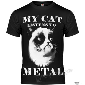 tričko hardcore AMENOMEN MY CAT LISTENS TO METAL černá