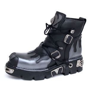 boty kožené NEW ROCK Flame Shoes (288-S2) Black-Grey černá šedá 44