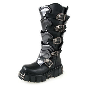 boty kožené NEW ROCK Gladiator Boots (738-S1) Black-Grey černá šedá
