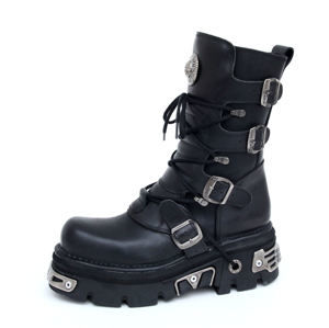boty kožené NEW ROCK Basic Boots (373-S4) Black černá 36