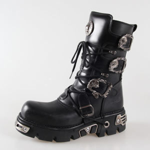 boty kožené NEW ROCK Metal Boots (391-S1) Black černá