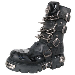 boty kožené NEW ROCK Chain Boots (727-S1) Black černá
