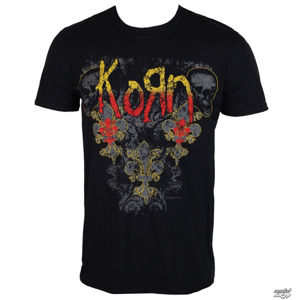 Tričko metal ROCK OFF Korn Skull de lis černá M