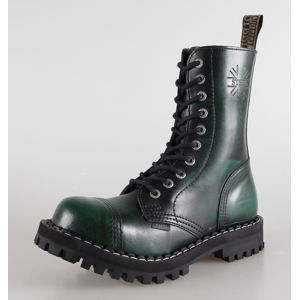 boty kožené STEEL černá zelená 45
