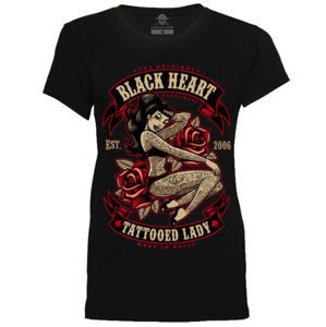 BLACK HEART TATTOED LADY černá L