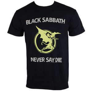 Tričko metal ROCK OFF Black Sabbath Never Say Die černá šedá hnědá XL