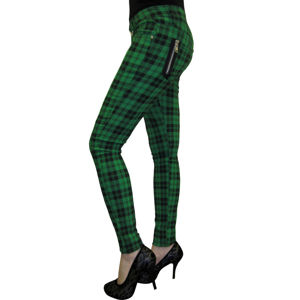 kalhoty dámské BANNED - Check Skinny - Green - TBN405GRE