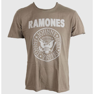 tričko metal AMPLIFIED Ramones Logo šedá hnědá zelená béžová S
