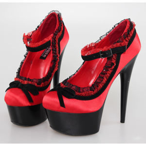 boty na podpatku NNM Chloe Satin černá červená 36
