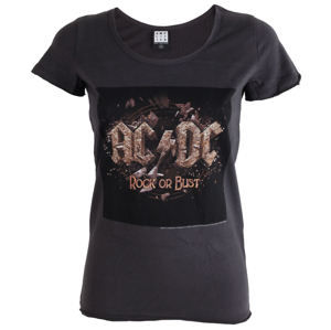 Tričko metal AMPLIFIED AC-DC Rock Or Bust Tour černá šedá XL