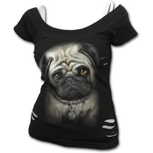 tričko SPIRAL Pug Life černá