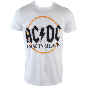 Tričko metal ROCK OFF AC-DC Back In Black Circle bílá S