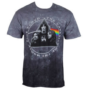 Tričko metal LIQUID BLUE Pink Floyd Dark Side Group Tie-Dye černá šedá