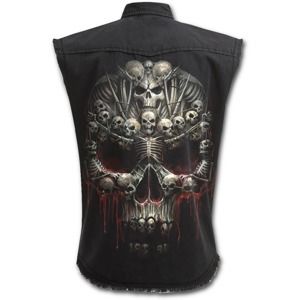 košile pánská bez rukávů SPIRAL - Death Bones - Black - T126M602