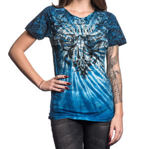 tričko hardcore AFFLICTION Cypress černá modrá XL