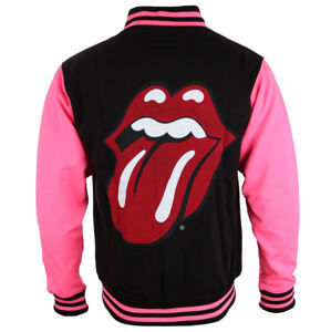 mikina bez kapuce ROCK OFF Rolling Stones Classic Tongue Varsity černá růžová S