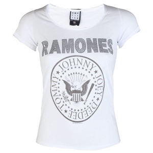 Tričko metal AMPLIFIED Ramones LOGO DIAMANTE černá bílá