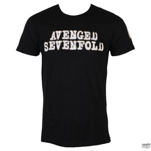 Tričko metal ROCK OFF Avenged Sevenfold Logo & Deathbat Applique černá L