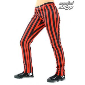kalhoty gothic BLACK PISTOL Close Pants Stripe Black/Red 32