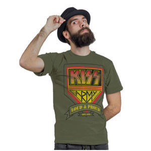 Tričko metal HYBRIS Kiss ARMY Distressed Logo černá zelená