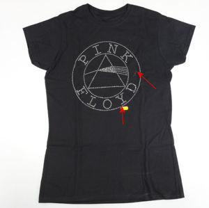tričko dámské Pink Floyd - Circle Logo Diamante - Blk - ROCK OFF - POŠKOZENÉ - MA183