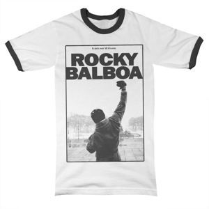tričko pánské Rocky Balboa - It Ain´t Over Ringer - White/Black - HYBRIS - MGM-51-ROCK013-H6-12-WB