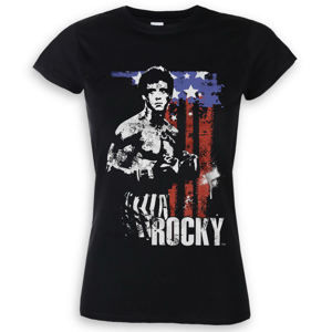 tričko dámské Rocky Balboa - American Flag - Black - HYBRIS - MGM-5-ROCK008-H16-16-BK