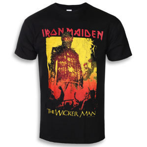 Tričko metal ROCK OFF Iron Maiden The Wicker Man Fire černá L