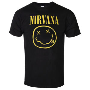 Tričko metal ROCK OFF Nirvana Yellow Smiley Flower Sniffin černá XL