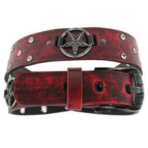 opasek s kovem Leather & Steel Fashion red 110