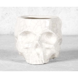 dekorace (dóza) DISTURBIA - Skull Planter - Cracked White - AM03