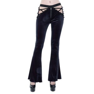 kalhoty gothic DEVIL FASHION Negative Nancy Gothic Velvet Flared Pants With Lac L