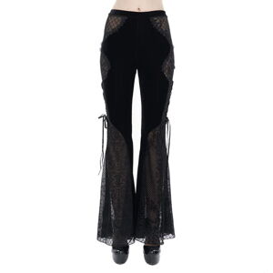 kalhoty gothic DEVIL FASHION Sparkle Witch Side Laced Up Velvet Flared Gothic XL