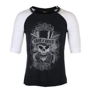 tričko unisex s 3/4 rukávem Guns N' Roses - Faded Skull - BL/WHT Raglan - ROCK OFF - GNRRL17MBW XXL