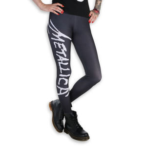 kalhoty dámské (legíny) - Metallica - Logo - Black/White - MET1001