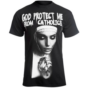 tričko hardcore AMENOMEN GOD PROTECT ME FROM CATHOLICS černá M