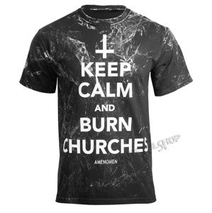 tričko hardcore AMENOMEN KEEP CALM AND BURN CHURCHES černá M