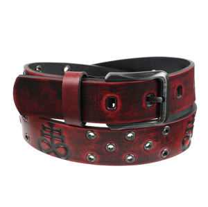 opasek s kovem Leather & Steel Fashion red