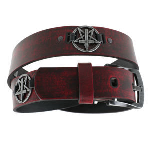 opasek s kovem Leather & Steel Fashion red