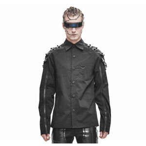 košile DEVIL FASHION Dystopia Cyberpunk Button-Down Shirt with Faux Lea S
