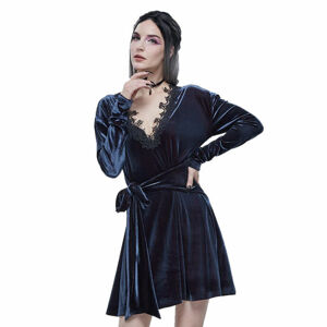 šaty DEVIL FASHION Lauren Velvet Gothic Lace Belted XL
