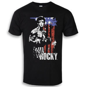 tričko pánské Rocky Balboa - American Flag - Black - HYBRIS - MGM-1-ROCK008-H16-16-BK